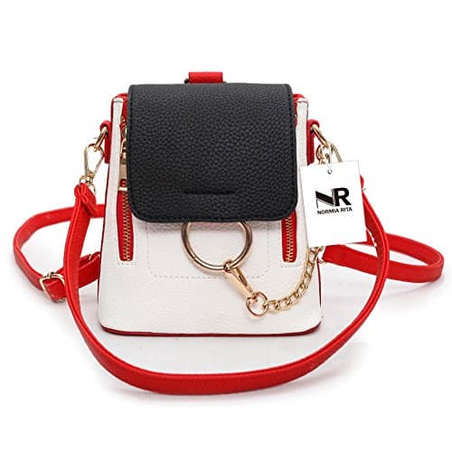 Normia Rita Girls Color Blocking Mini Backpack Small Ring Knapsack Shoulder Chain Bags for Women