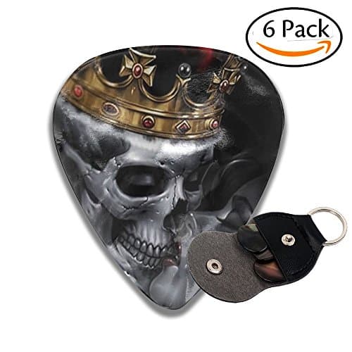 King Needs A Queen Leather Key Chain Pick Holder - 351 Shape Classic Guitar Picks (6 Pack) For Electric Guitar, Acoustic Guitar, Mandolin, And Bass (0.46mm, 0.71mm, 0.96mm)