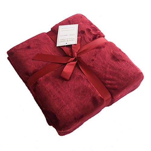 Caitlin White Throw Blanket for Couch/Sofa/Bed,Luxury Super Soft Microplush Velvet,60"x80",Burgundy