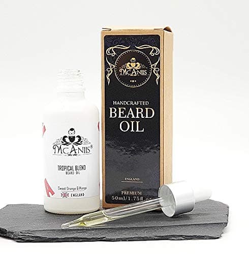 McAniis Beard Oil for Long Beard Make Your Beard Itch & Dandruff Free for Asian & Black Men-Sweet Orange & Mango Scent with Tropical Mango & Orange Oil