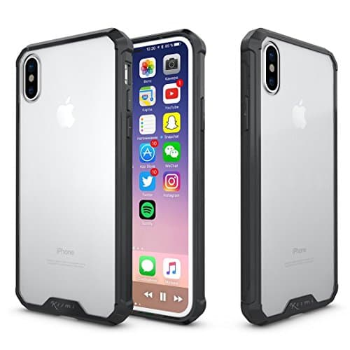 Kssmi iPhone X Clear Case iPhone 10 Crystal Transparent Case Shock Absorption Hybrid Air Cushion Reinforced TPU Bumper Anti-Scratch PC Back Cover Holiday Gift Tempered Glass Screen Protectors Black