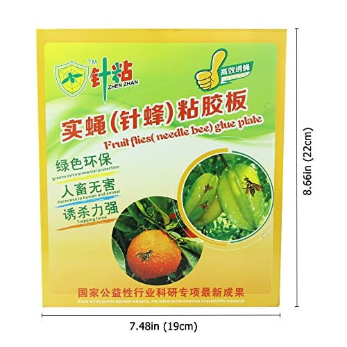 EUSTON Fruit Fly Trap - Yellow Dual Sticky Trap - Disposable Oxic Sticky Glued Paper for Plant Insect Like Aphids, Leaf Miners and White Flies(20-Pack) (Large, yellow1)