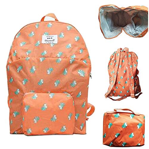 Mosh Dark Orange Printed Foldable Light Weight And Water Proof Washable Backpack For School Collage or Travel