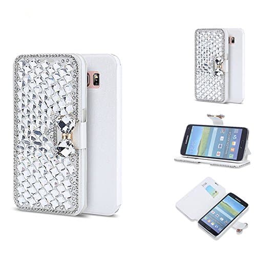 iPhone 7Plus case,iPhone 7Plus Flip Leather Case Stands Case,Three cray Luxury Bling Crystal Diamond Rhinestone Bow Lady Bag Case Cover For iPhone 7Plus