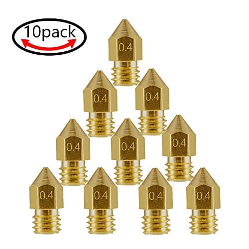 SOMMO 3D Printer Nozzle, 10pcs 0.4mm Brass Extruder Nozzle Print Head for for MK8 Makerbot Reprap 3D Printers