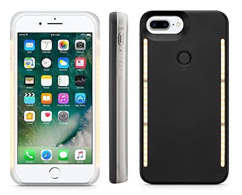 Iphone 7 Illuminated Case / LED Light Up Luminous Selfie Case / Selfie Case / Facetime Case / Flashlight Case (Ebony)