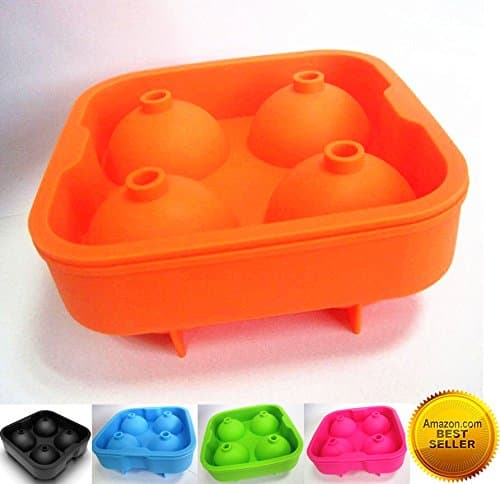 Ice Ball Maker Mold 2 Inches Round Sphere Maker Color Orange
