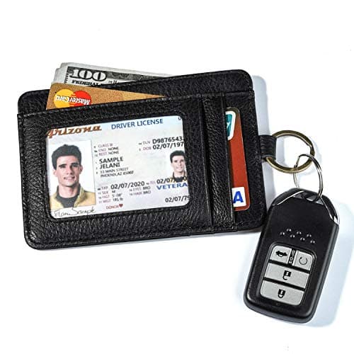 RFID Blocking Wallet for Men,Slim Front Pocket Wallet Minimalist Secure Super Thin Credit Card Case Holder with Key Ring