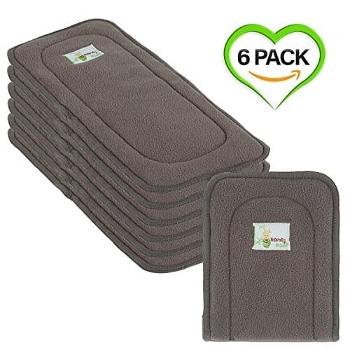 Naturally Natures Cloth Diaper Inserts 5 Layer Charcoal Bamboo Reusable Liners - insert - for Cloth Diapers (Pack of 6) (Grey) liner