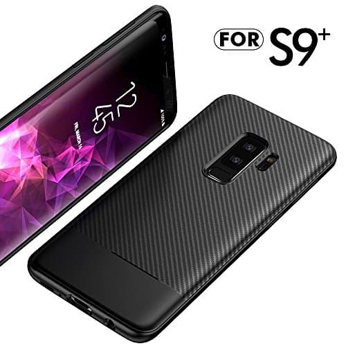 Viseaon Galaxy S9 Plus Case,Carbon Fiber Galaxy S9 Plus Case with Resilient Shock Absorption and Fingerprint-free,Slim Thin Soft TPU Bumper Phone Case Cover for Samsung Galaxy S9 Plus (Black)