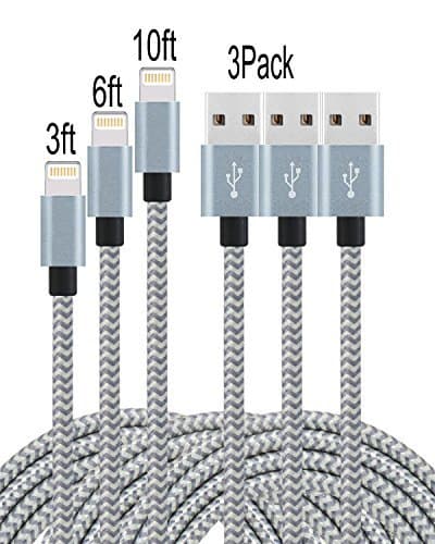 Tchange LLL32 Hui-46 E-Powind Lightning Cable With Ultra-Compact Connector Charging Cable Cord For IPhone 7/7 Plus/6/6 Plus/6S/6S Plus/5/SE, IPad, IPod On Latest IOS 10, Grey White