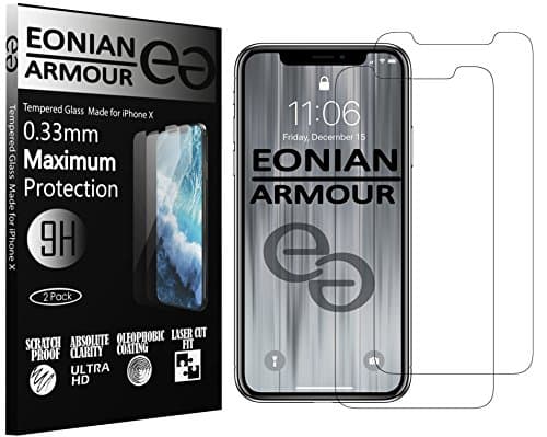 iPhone X Screen Protector, Tempered Glass, Anti Scratch, 9H Protection, Perfect Fit, Ultra HD Clarity, Anti Finger Print 2 pack, 2 sets of accessories