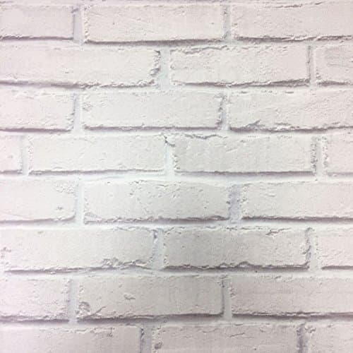Brick Effect 3D Wallpaper Slate Stone Blown Vinyl White & Grey Deco Discount
