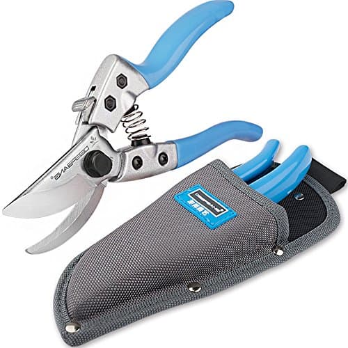Etopstech Pruning Shears- Versatile, Ergonomic, Razor Sharp Carbon SK-5 Steel Blade For Trimming Shrubs,Bushes & Vines (with Nylon Sheath)