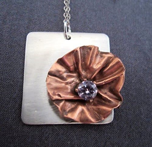 Sterling Silver Copper Gemstone Pendant Necklace