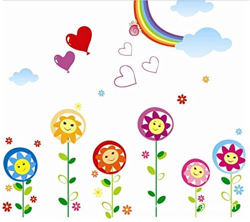 Cuttlefish rainbow Lovely flower wall stickers