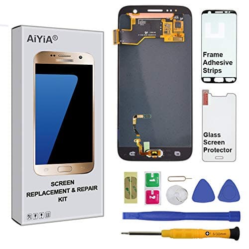 Display Touch Screen (AMOLED) Digitizer Assembly Samsung Galaxy S7 (5.1 inch) G930 G930F G930A G930V G930P (Phone Repair Replacement) (Repair Tool Kits) (Gold Platinum)