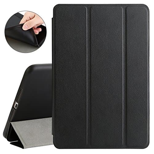 iPad Mini 4 Case,TKOOFN Soft TPU Transparent Back Case Slim Fit Leather Smart Stand Cover with Auto Wake/Sleep for Apple iPad Mini 4 (Black)