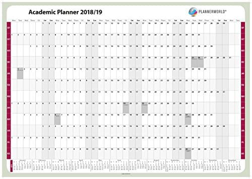 2019/20 Academic Wall Year Planner (3 sizes), September 2019 to August 2020, very good quality, by Plannerworld (ACAD A1 - FOLDED)