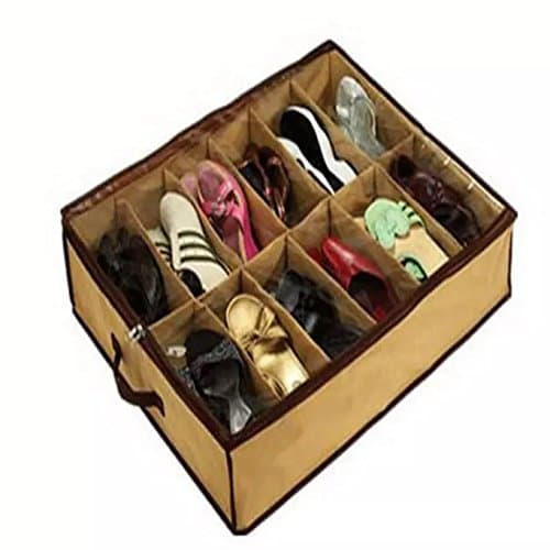 Ramsay Under the Bed Shoe Storage Organizer 12 Pair Front Zippered Closure