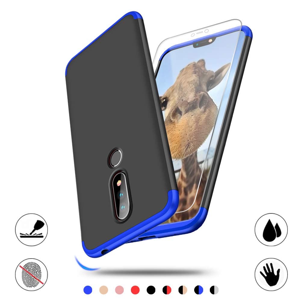 Screen Protector and Case for Nokia X6/Nokia 6.1 Plus, AChris 3 in 1 Case Cover for Nokia X6/Nokia 6.1 Plus Rigid PC Shell with Protective Film Fully Protective Matt Case Cover Ultra-Thin Shockproof