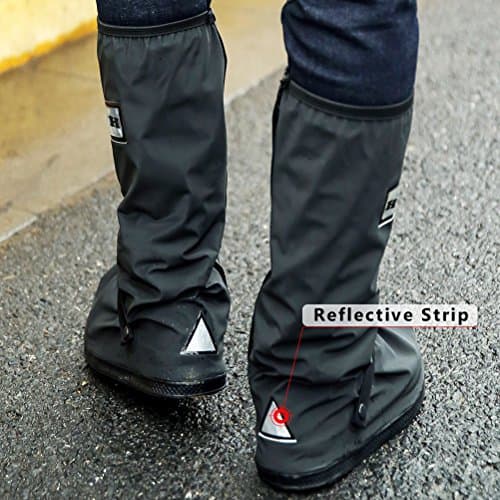USHTH Black Waterproof Rain Boot Shoe Cover with reflector (1 Pair)