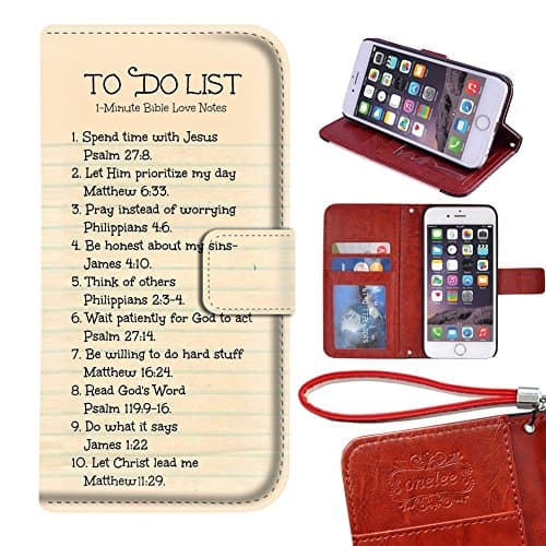 Customized PU Leather Durable Bible Verses Christian Quotes iPhone 6/6s 4.7 Wallet Case