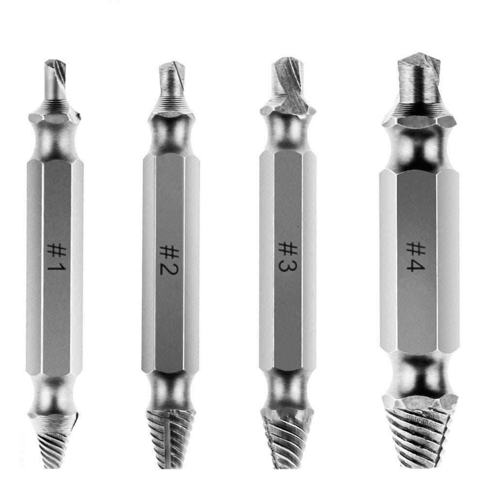 SHAFIRE 4-Pieces Screw Extractor Drill Bits Guide Set Broken Damaged Bolt Remover (1#2#3#4#)