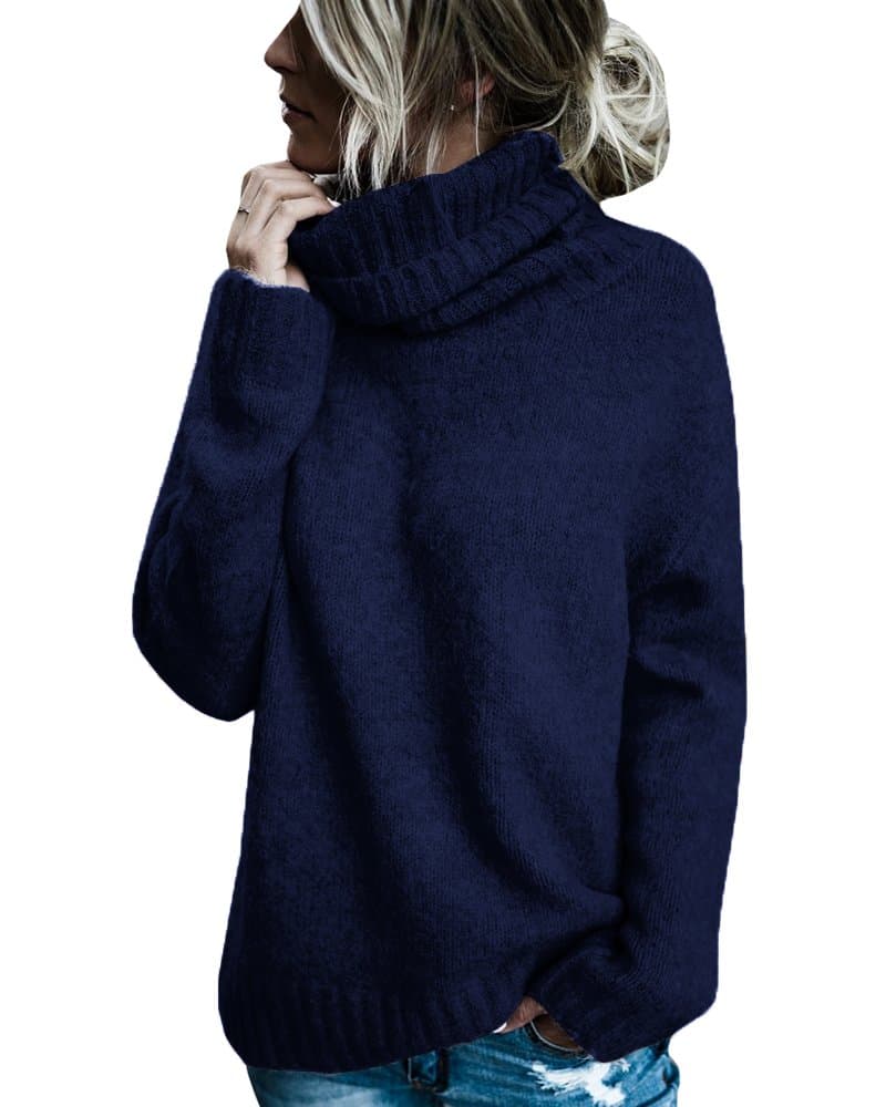 Womens Sweaters Casual Turtleneck Long Sleeve Soft Knitted Sweater Pullover