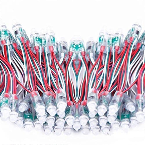 cuzile DC5V 12mm Diffused Digital RGB LED Pixels String Lights WS2811 Individually Addressable Round LED Module IP68 Waterproof(1 * 50 pcs)