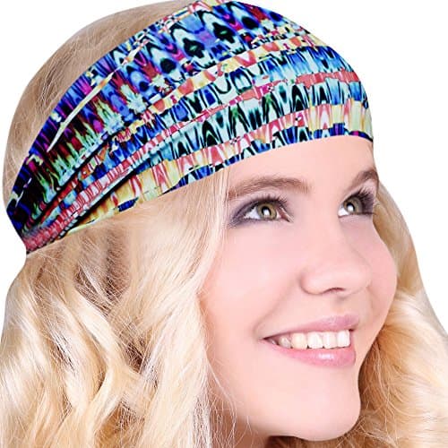 FUN & FUNKY Work Out Headbands! SUPER FUN! Multi Watercolor - Choose From Over 30 Best No Slip Printed Headbands Stretchy One Size Fits Most Made in USA by Mom & Daughter:)