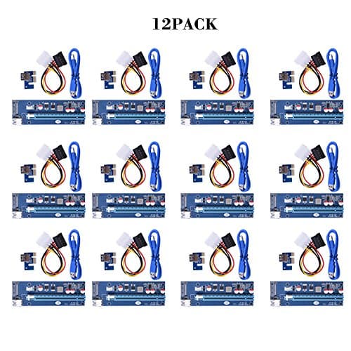 12pack 2017 newest BLUE pci-e cable 16x pci-e usb 3.0 card Powered by SATA ETH