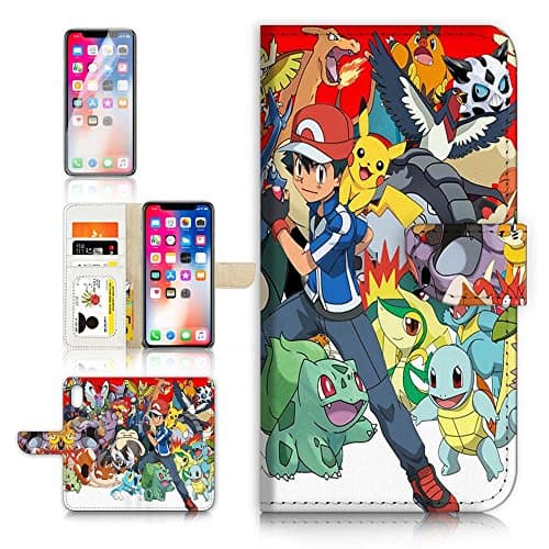 ( For iPhone X ) Flip Case Wallet Cover with Screen Protector - US B30024 - Pokemon Pikachu B30024