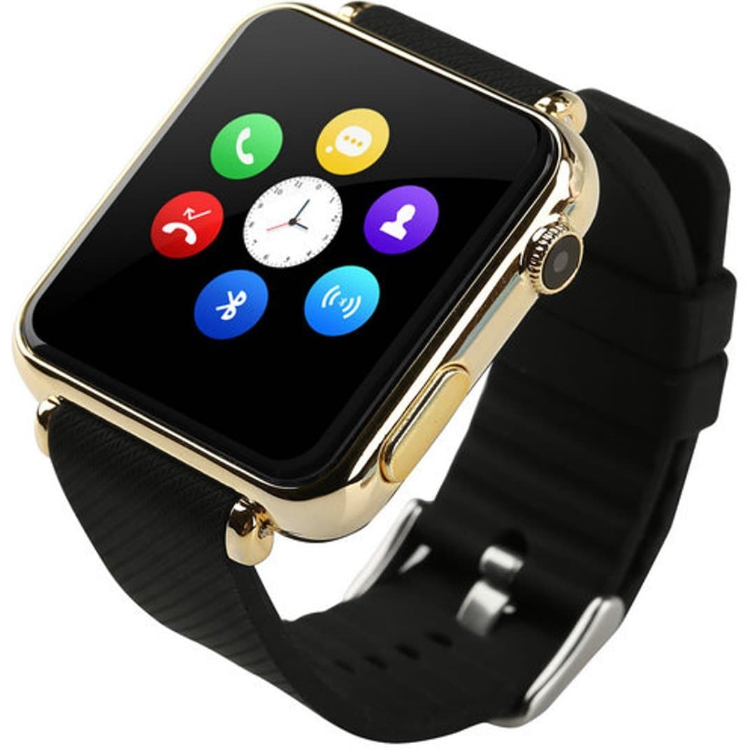 Bluetooth Smart Watch Gold Case with SIM Slot and Camera Works with Android Phones