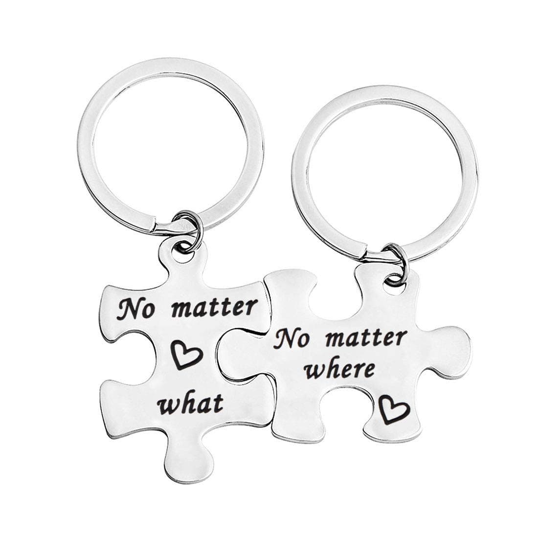 bobauna No Matter Where What When Puzzle Keychain Set of 2,3 Long Distance Gift for BFF Couple Sister