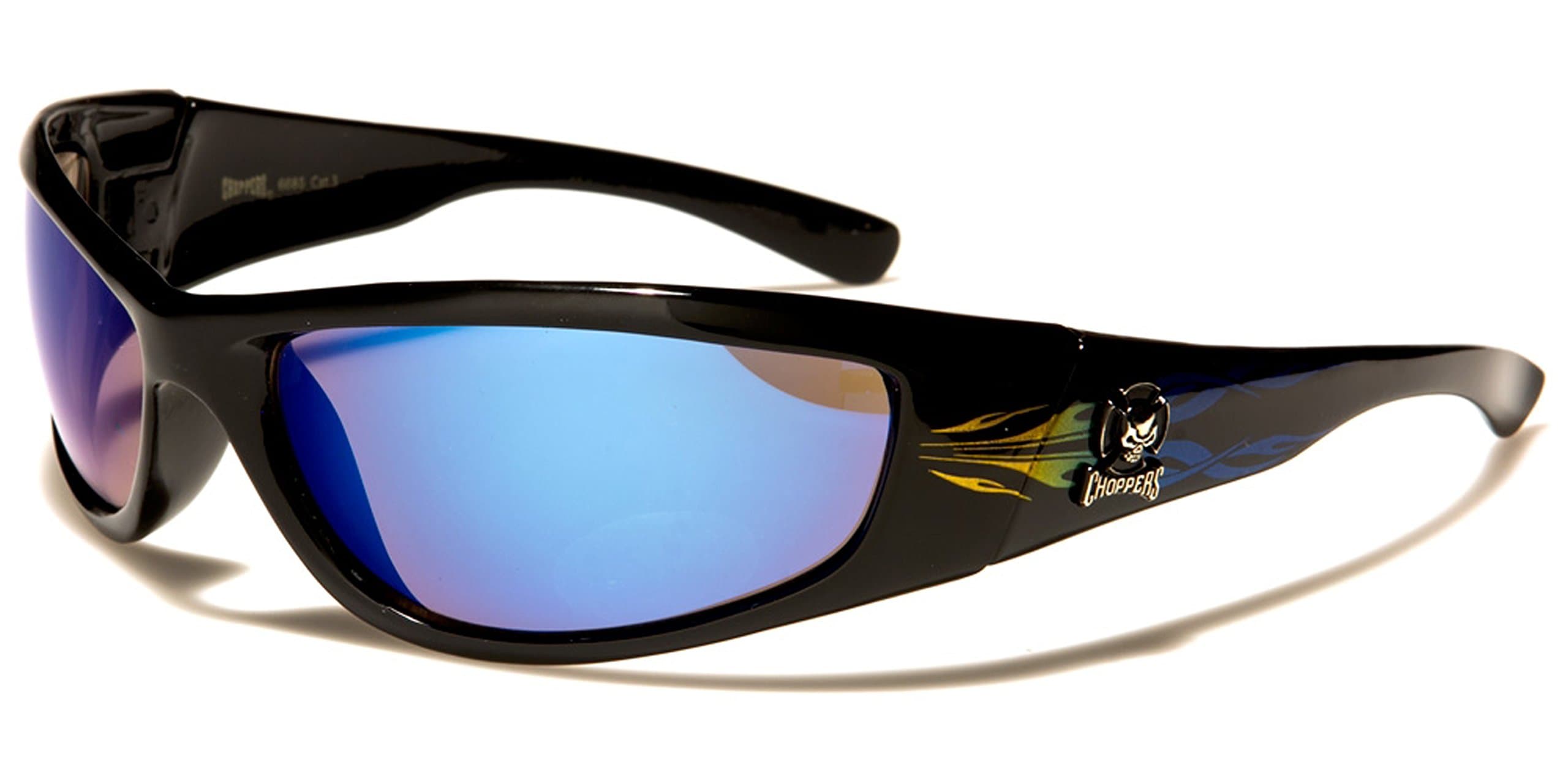 New Choppers Biker Wrap Style - Quality Frame with Flame Print - SDK SUNGLASSES - 100% UV400 UVA UVB Protection - Men Women Unisex - Stunning Stylish Aerodynamic Biker Motorcycle Driving Shades