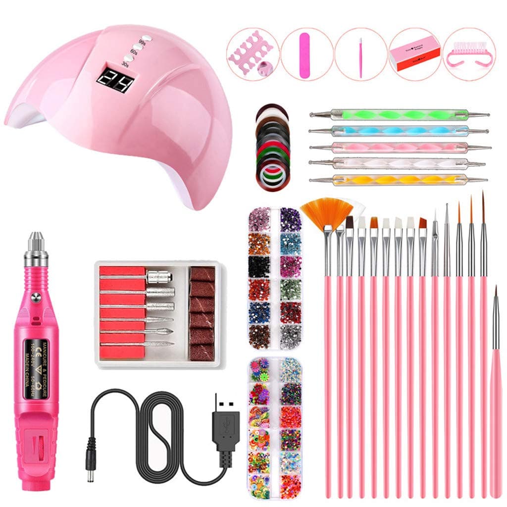Nail Tool Set, Practical Portable UV Lamp LED Dry Nail Lamp Kit Manicure Nail Tool Set Acrylic Nail Home DIY Nail Art (A)
