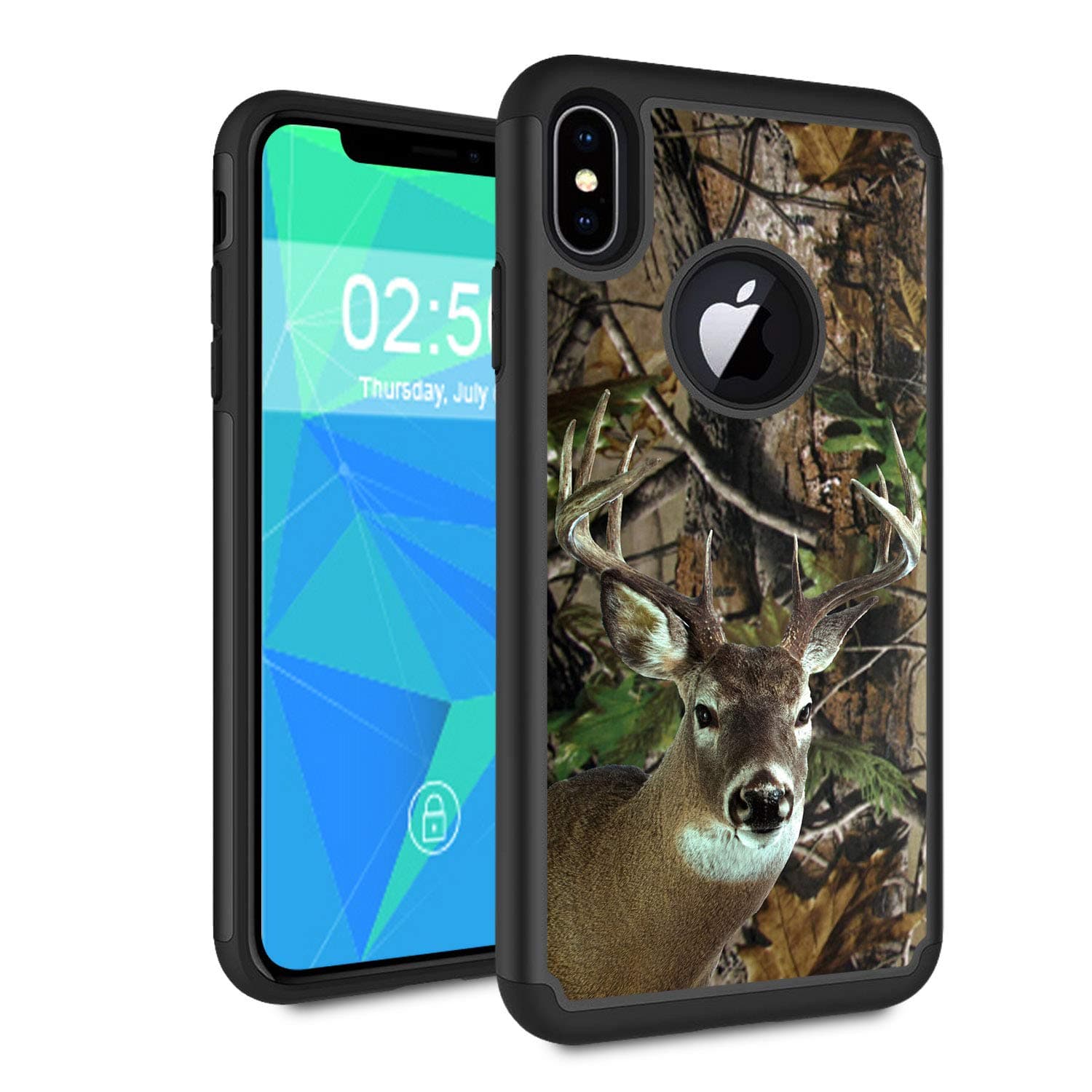 iPhone Xs Case, iPhone X Case,Spsun Dual Layer Hybrid Hard Protector Cover Anti-Drop TPU Bumper for Apple iPhone X 2017/ iPhone Xs 2018 5.8 Inch,Deer Hunting Camo