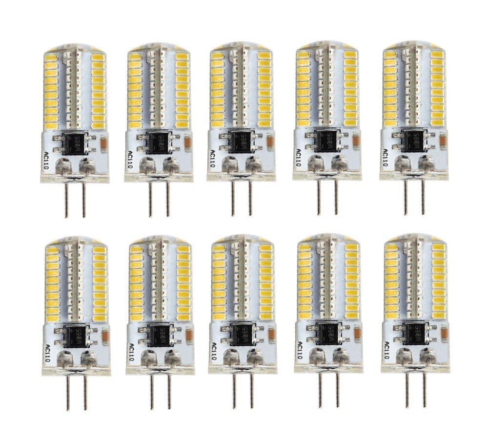 G4 LED Dimmable Corn Bi-Pin Light Bulbs 110V 120V 3W 80pcs Home Lighting Dustproof Shockproof Silicone 300 Lumens Lamp Equivalent to 25W Halogen Bulb Replacement,Warm White 2700K Pack 10