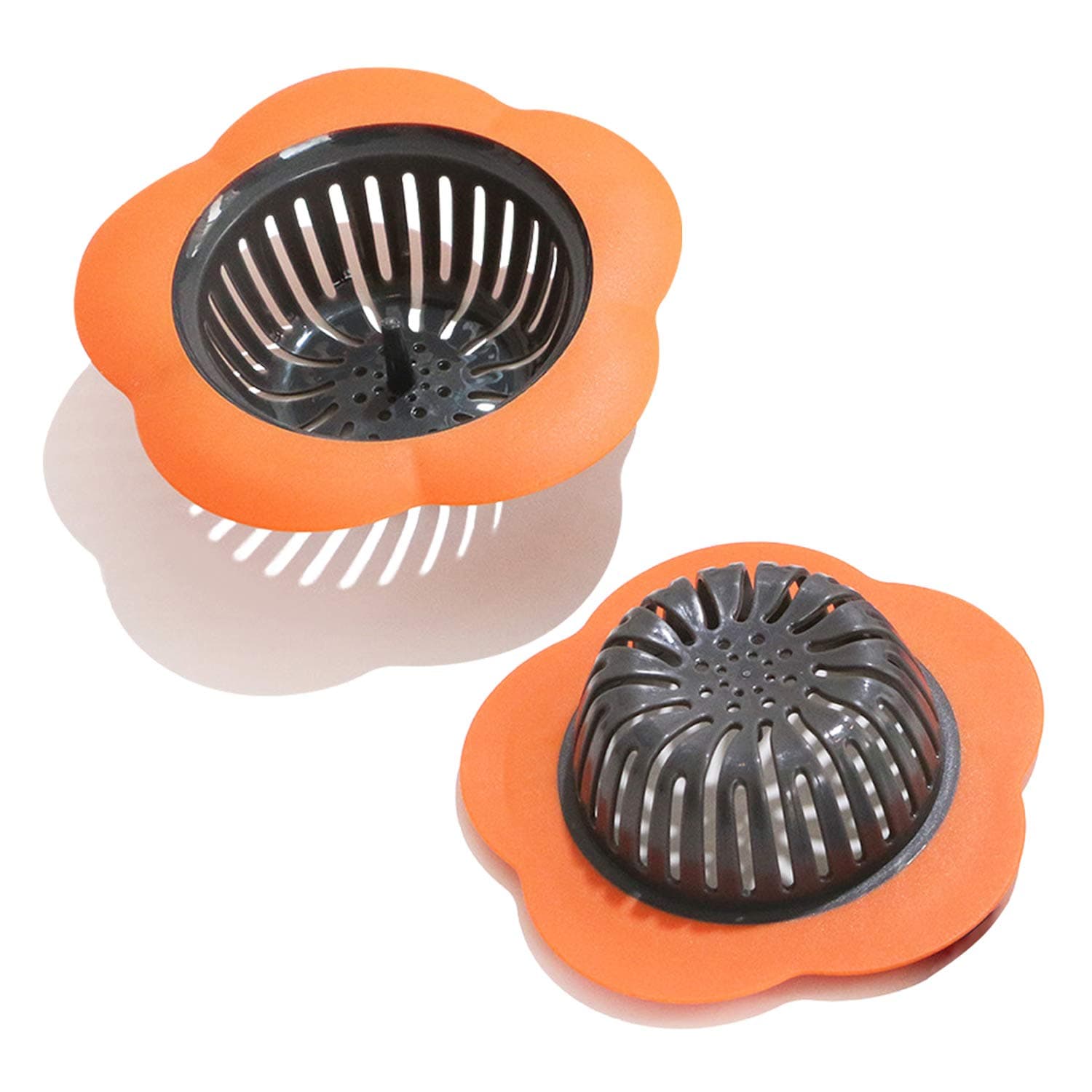 Betwoo Plastic Sink Strainer Kitchen Sink Drain Filter Basket (Set of 2, Orange)