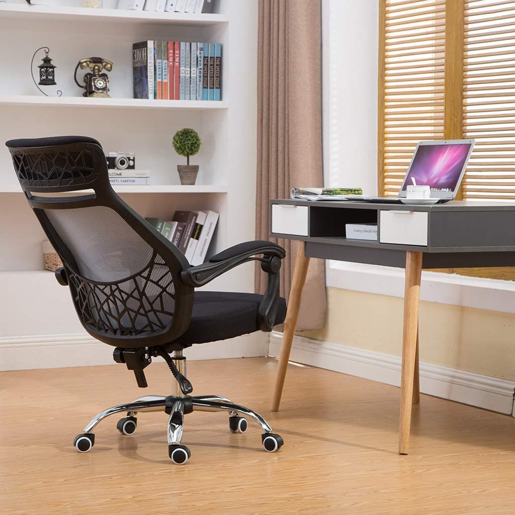 Ergonomic High-Back Adjustable Office Chair,Elegant Leather Home Computer Network Chair Classic Mesh Gaming Chair (B)