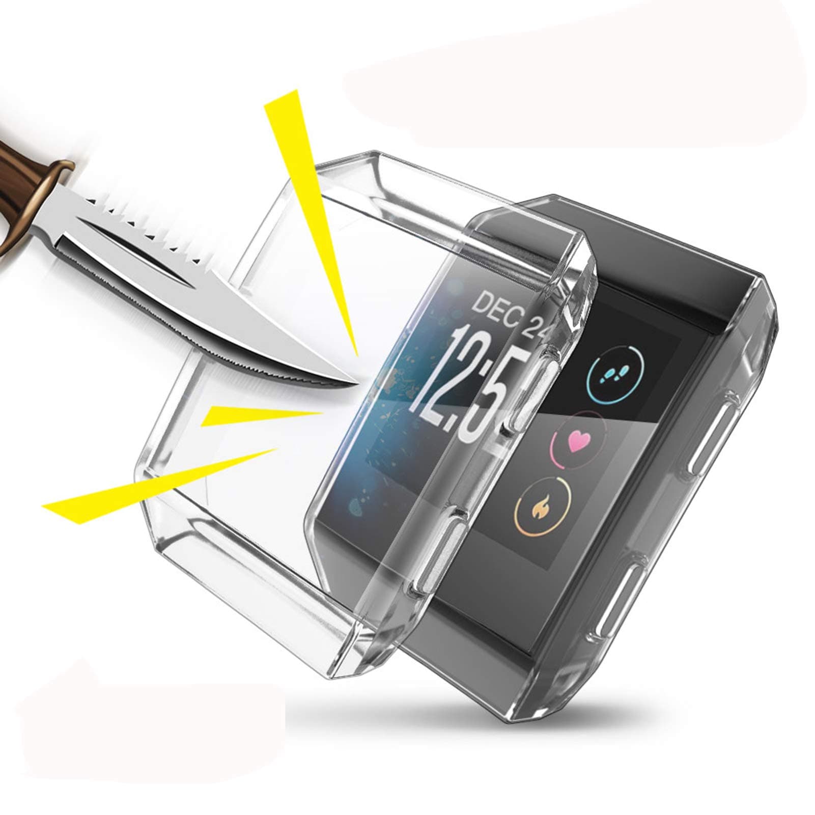 Fitbit Ionic Screen Protector Case, JZK Scratch-Resistant Flexible Lightweight Plated TPU Fullbody Protective Case for Fitbit Ionic Smart Watch (Clear)