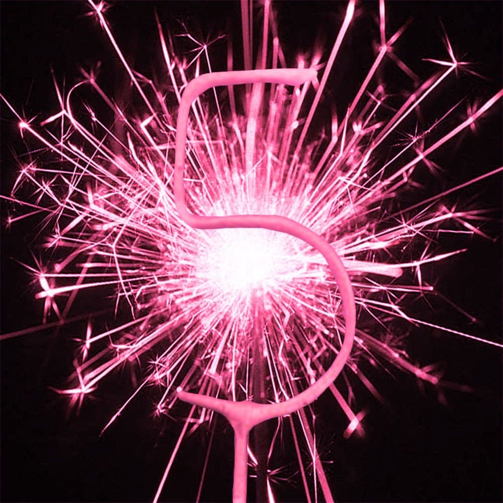 Pink Number Sparkler - Number 5