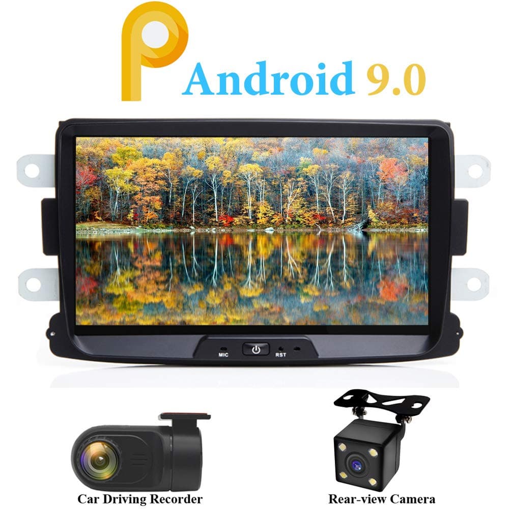 XISEDO Android 9.0 Car Stereo 8 Inch in Dash Quad Core Autoradio Head Unit Car GPS Navigation for Dacia Sandero/Renault Duster/Logan 2 (with DVR and Rear-View Camera)
