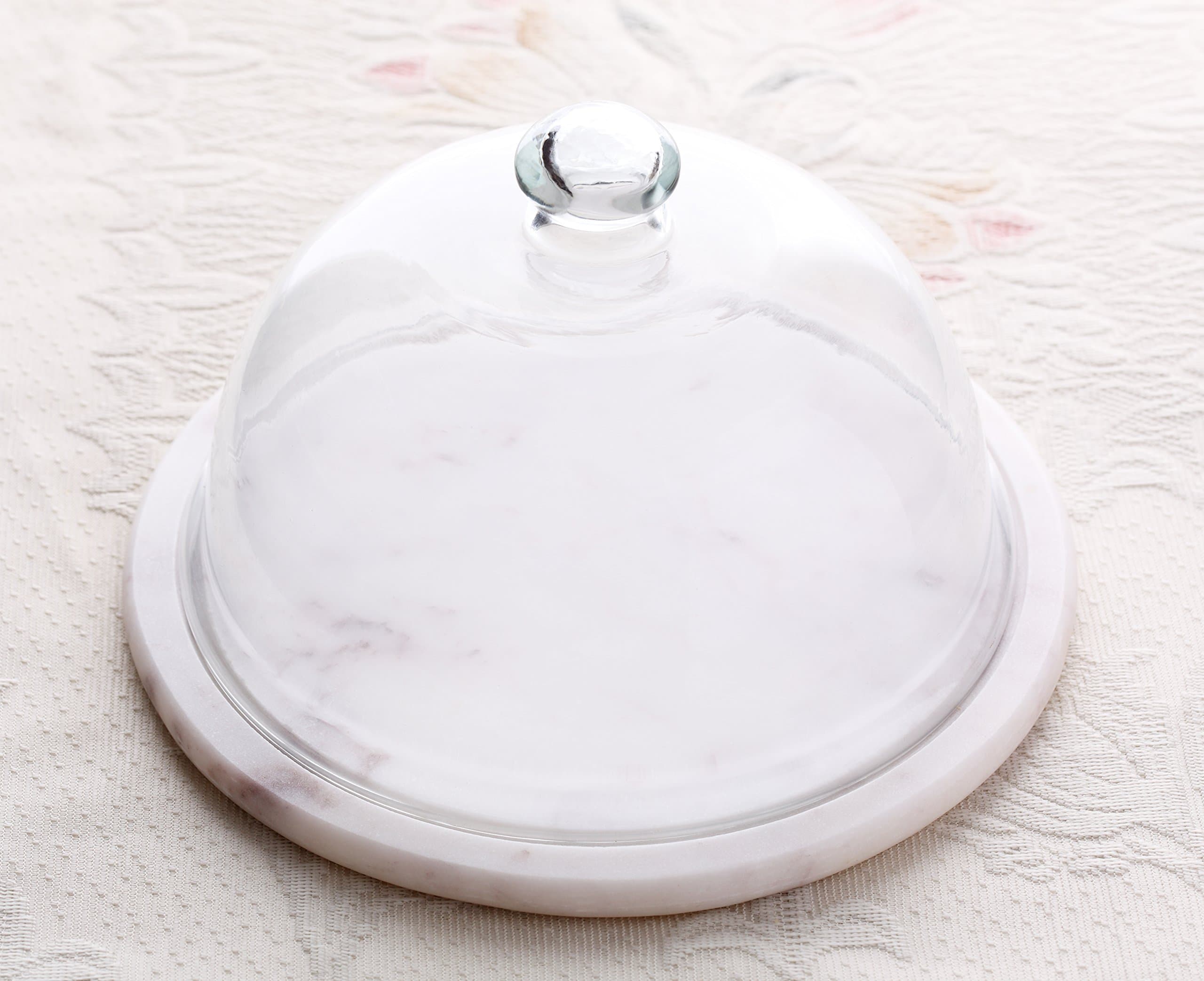 Designed By Heart Stone Cake Plate and Dome Set, 2-Pieces, White