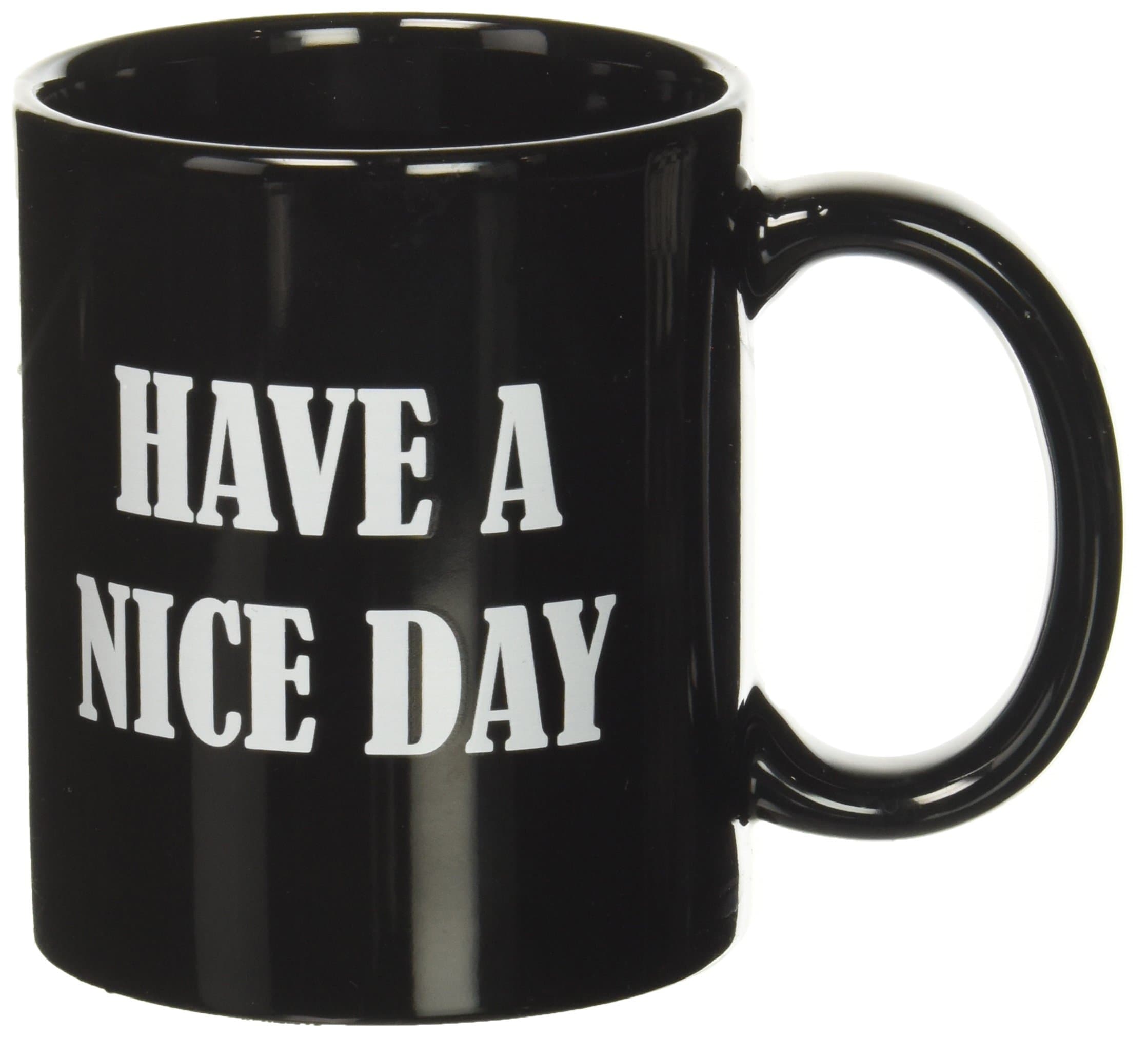 Generic FingerM Have a Nice Day Mug for Coffee, Milk, Juice & Tea, Porcelain, Black