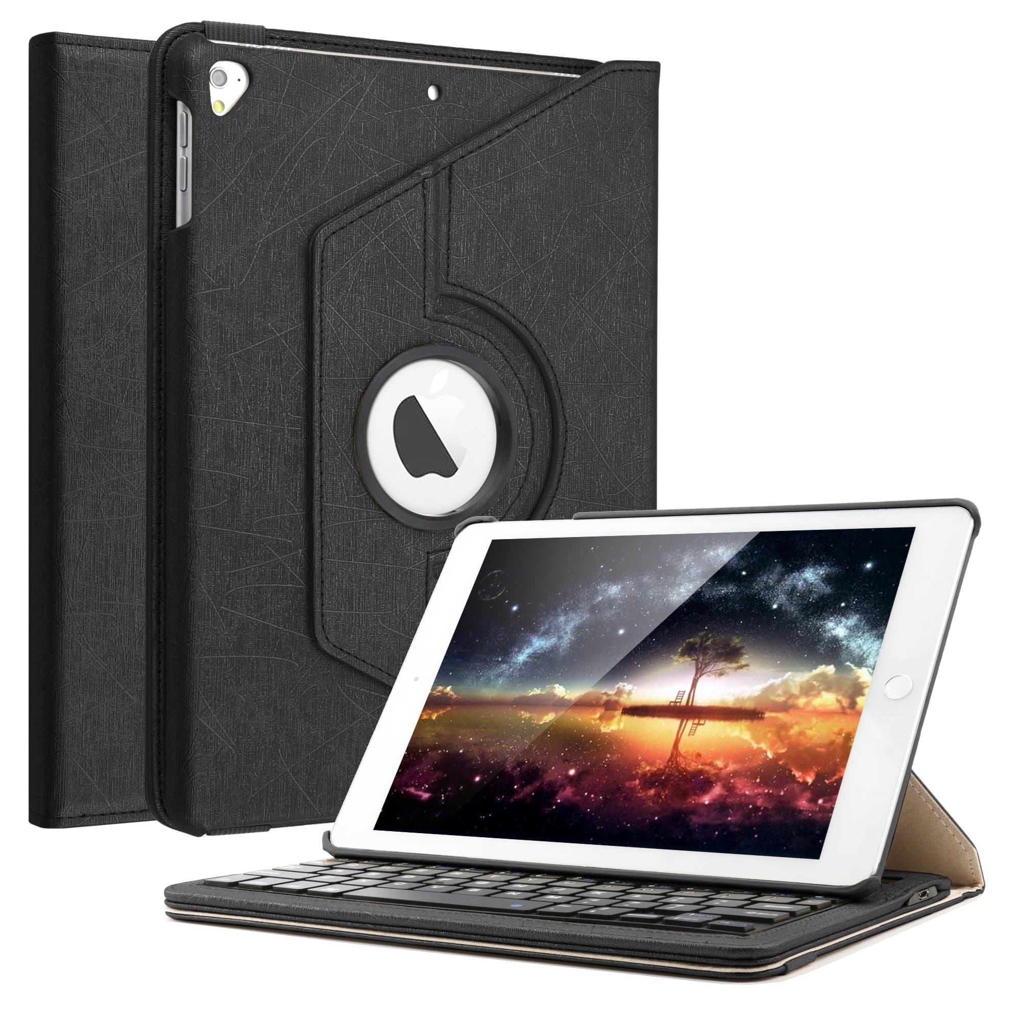 New iPad 9.7 Keyboard Case,For iPad 9.7 2018 (6th Gen)/ 2017 (5th Gen)/iPad Pro 9.7/iPad Air 2/Air 1 Boriyuan 360 Degree Rotating Smart Case With Bluetooth Detachable Keyboard