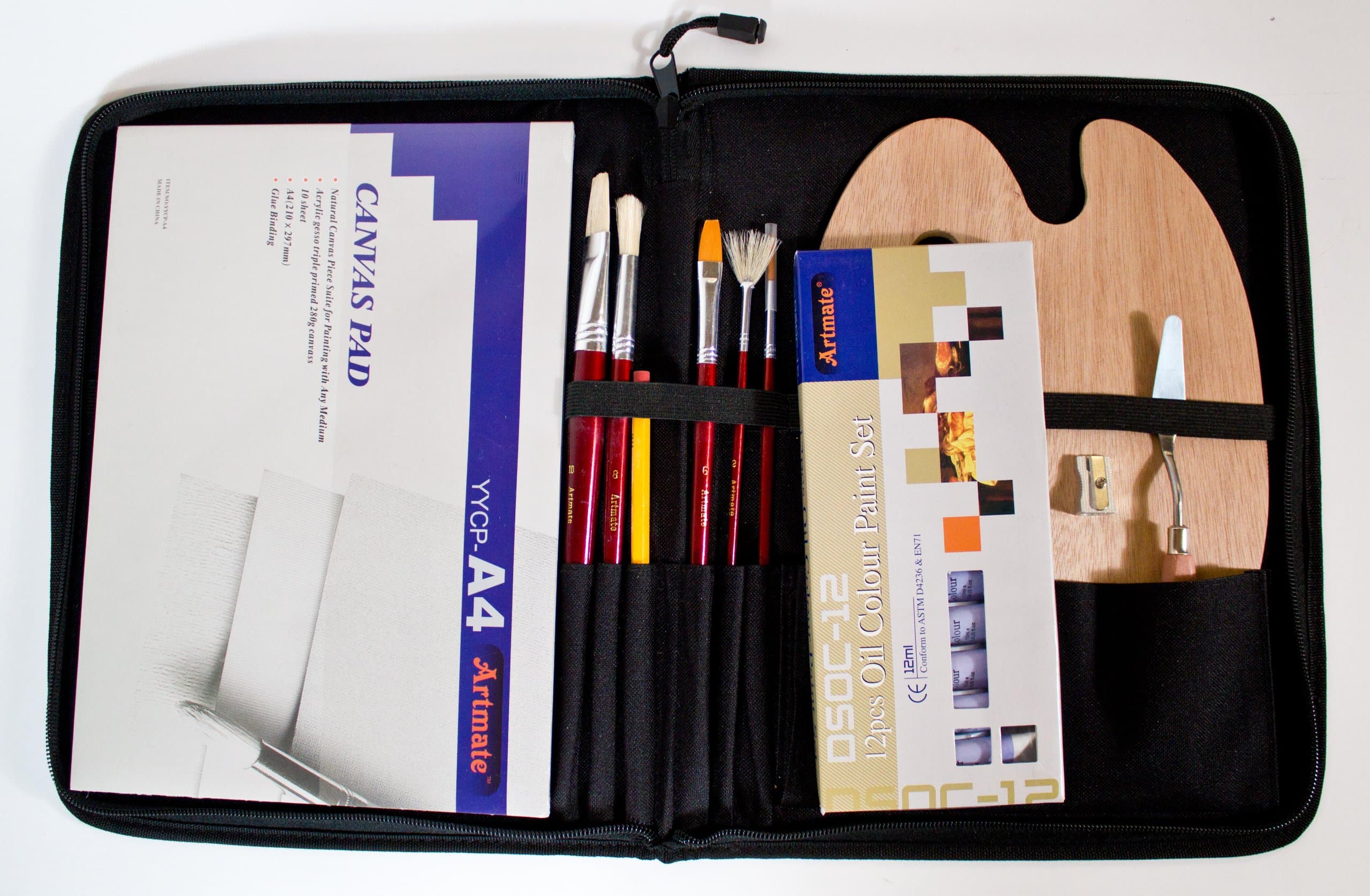 Martin Universal Design Museum Complete Media Art Kit, Includes Pad, Oil Colors, 5 Brushes and More, 1 Each (AS-CF-28), Black