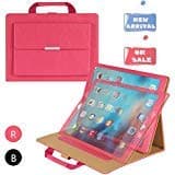 iPad Pro 12.9 Case with Hand Strap, IELECMG Stand Folio Case Cover for iPad Pro 12.9 inch (2017/2015 Model), Women Pocket Handbag for Pencil Holder, Smart Sleep-Wake Cases for Apple 12.9 Tab- Hot Pink