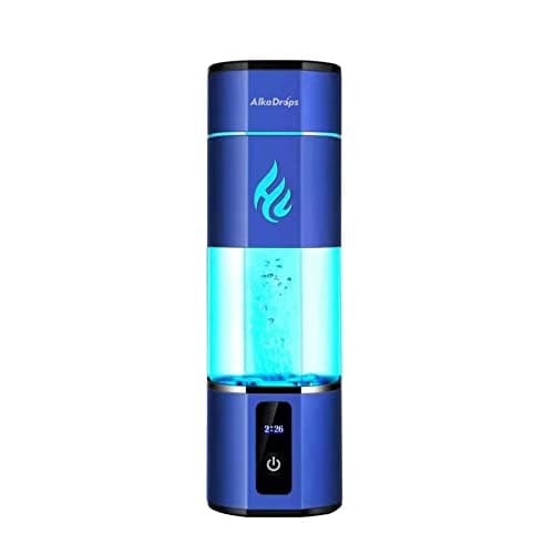 Alkadrops Hydrogen Rich Water Bottle Generator Max Concentration Molecular Up to 5000PPB Portable hydrogen water Maker Machine | PEM Membrane & SPE Technology Ionizer Type-C Recharge new (Blue)